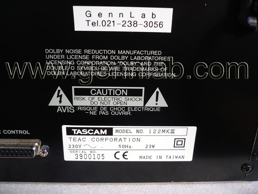 TASCAM 122mkIII. Factory Label. TASCAM 122mkIII. Factory Label.