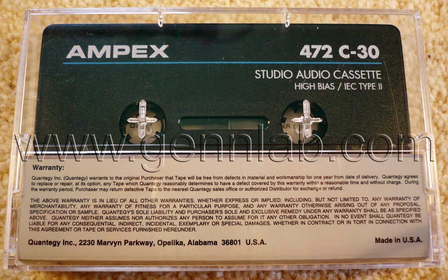 AMPEX 472 C30. Box. Rear label.
