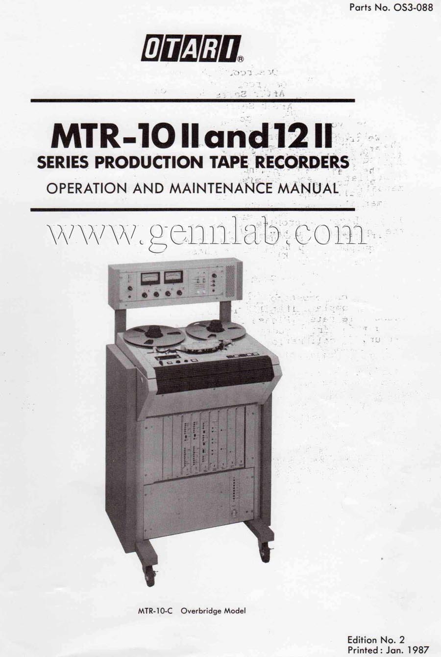 OTARI MTR-10 II and 12 II Service Manual OTARI MTR-10 II and 12 II Service Manual