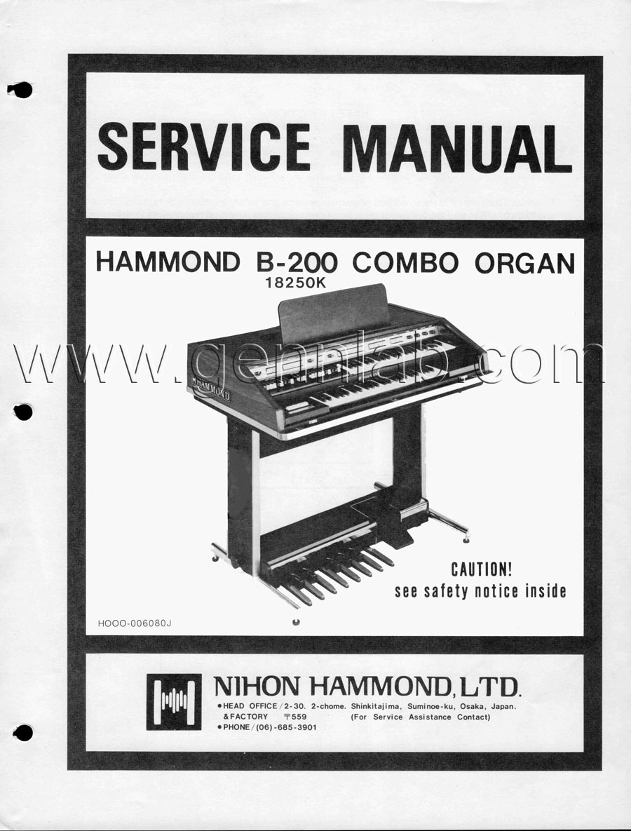 HAMMOND B200 Service Mmanual HAMMOND B200 Service Mmanual