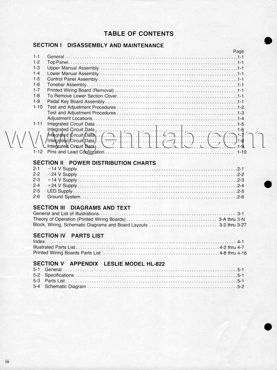 HAMMOND B200 Service Mmanual contents HAMMOND B200 Service Mmanual contents